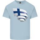 Curled Finland Flag Finnish Day Football Mens Cotton T-Shirt Tee Top Light Blue
