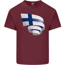 Curled Finland Flag Finnish Day Football Mens Cotton T-Shirt Tee Top Maroon
