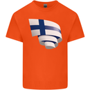 Curled Finland Flag Finnish Day Football Mens Cotton T-Shirt Tee Top Orange