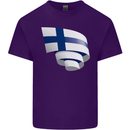 Curled Finland Flag Finnish Day Football Mens Cotton T-Shirt Tee Top Purple