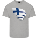 Curled Finland Flag Finnish Day Football Mens Cotton T-Shirt Tee Top Sports Grey