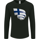 Curled Finland Flag Finnish Day Football Mens Long Sleeve T-Shirt Black