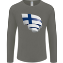Curled Finland Flag Finnish Day Football Mens Long Sleeve T-Shirt Charcoal