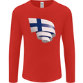 Curled Finland Flag Finnish Day Football Mens Long Sleeve T-Shirt Red