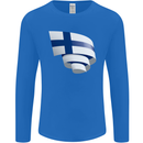 Curled Finland Flag Finnish Day Football Mens Long Sleeve T-Shirt Royal Blue