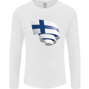Curled Finland Flag Finnish Day Football Mens Long Sleeve T-Shirt White
