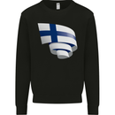 Curled Finland Flag Finnish Day Football Mens Sweatshirt Jumper Black