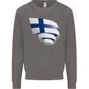 Curled Finland Flag Finnish Day Football Mens Sweatshirt Jumper Charcoal