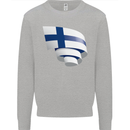 Curled Finland Flag Finnish Day Football Mens Sweatshirt Jumper Sports Grey