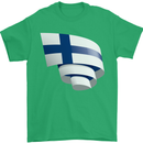 Curled Finland Flag Finnish Day Football Mens T-Shirt 100% Cotton Irish Green