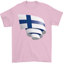 Curled Finland Flag Finnish Day Football Mens T-Shirt 100% Cotton Light Pink