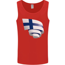 Curled Finland Flag Finnish Day Football Mens Vest Tank Top Red