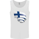 Curled Finland Flag Finnish Day Football Mens Vest Tank Top White