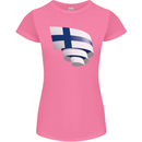 Curled Finland Flag Finnish Day Football Womens Petite Cut T-Shirt Azalea