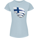 Curled Finland Flag Finnish Day Football Womens Petite Cut T-Shirt Light Blue