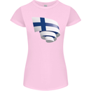 Curled Finland Flag Finnish Day Football Womens Petite Cut T-Shirt Light Pink