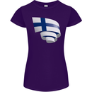 Curled Finland Flag Finnish Day Football Womens Petite Cut T-Shirt Purple