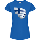 Curled Finland Flag Finnish Day Football Womens Petite Cut T-Shirt Royal Blue