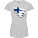 Curled Finland Flag Finnish Day Football Womens Petite Cut T-Shirt Sports Grey