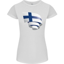 Curled Finland Flag Finnish Day Football Womens Petite Cut T-Shirt White