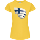 Curled Finland Flag Finnish Day Football Womens Petite Cut T-Shirt Yellow
