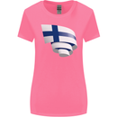 Curled Finland Flag Finnish Day Football Womens Wider Cut T-Shirt Azalea