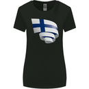 Curled Finland Flag Finnish Day Football Womens Wider Cut T-Shirt Black