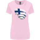 Curled Finland Flag Finnish Day Football Womens Wider Cut T-Shirt Light Pink
