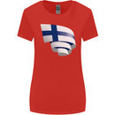 Curled Finland Flag Finnish Day Football Womens Wider Cut T-Shirt Red