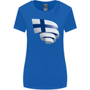 Curled Finland Flag Finnish Day Football Womens Wider Cut T-Shirt Royal Blue