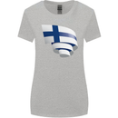 Curled Finland Flag Finnish Day Football Womens Wider Cut T-Shirt Sports Grey