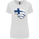 Curled Finland Flag Finnish Day Football Womens Wider Cut T-Shirt White