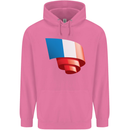 Curled France Flag French Day Football Childrens Kids Hoodie Azalea