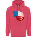 Curled France Flag French Day Football Childrens Kids Hoodie Heliconia