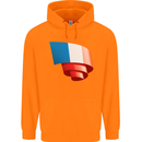 Curled France Flag French Day Football Childrens Kids Hoodie Orange