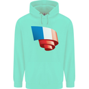 Curled France Flag French Day Football Childrens Kids Hoodie Peppermint