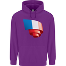 Curled France Flag French Day Football Childrens Kids Hoodie Purple