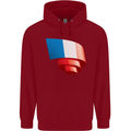 Curled France Flag French Day Football Childrens Kids Hoodie Red
