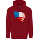 Curled France Flag French Day Football Childrens Kids Hoodie Red