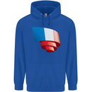 Curled France Flag French Day Football Childrens Kids Hoodie Royal Blue