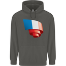 Curled France Flag French Day Football Childrens Kids Hoodie Storm Grey