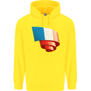 Curled France Flag French Day Football Childrens Kids Hoodie Yellow