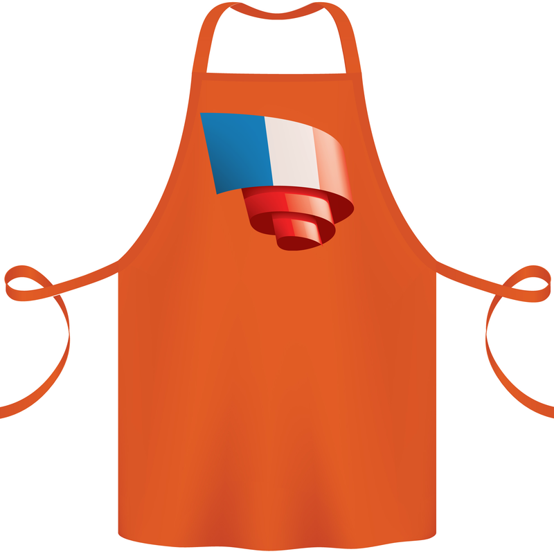 Curled France Flag French Day Football Cotton Apron 100% Organic Orange
