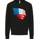 Curled France Flag French Day Football Kids Sweatshirt Jumper Black
