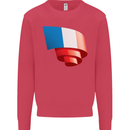 Curled France Flag French Day Football Kids Sweatshirt Jumper Heliconia