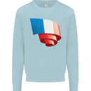 Curled France Flag French Day Football Kids Sweatshirt Jumper Light Blue
