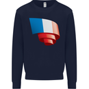 Curled France Flag French Day Football Kids Sweatshirt Jumper Navy Blue
