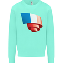 Curled France Flag French Day Football Kids Sweatshirt Jumper Peppermint