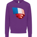 Curled France Flag French Day Football Kids Sweatshirt Jumper Purple