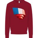 Curled France Flag French Day Football Kids Sweatshirt Jumper Red